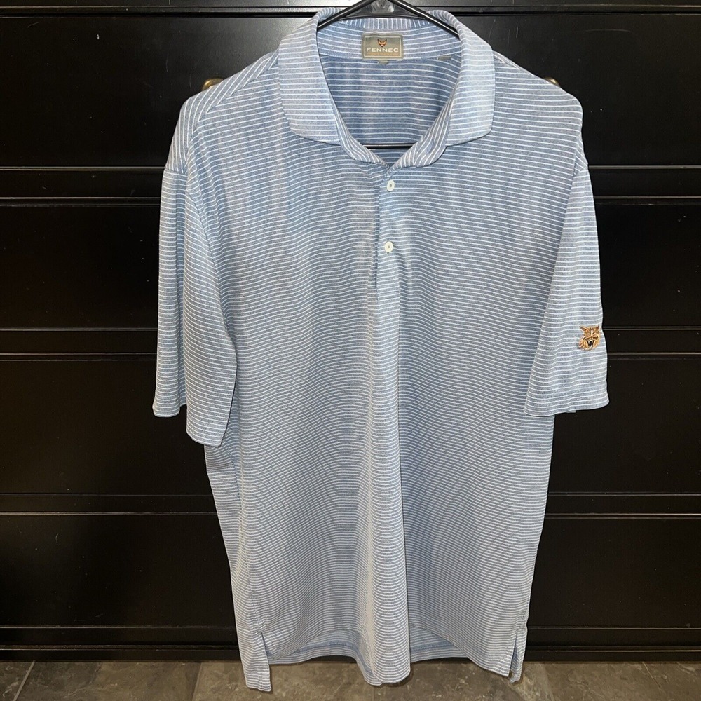 FENNEC Highly Evolved Men's Golf Polo Blue/White‎ Striped Medium